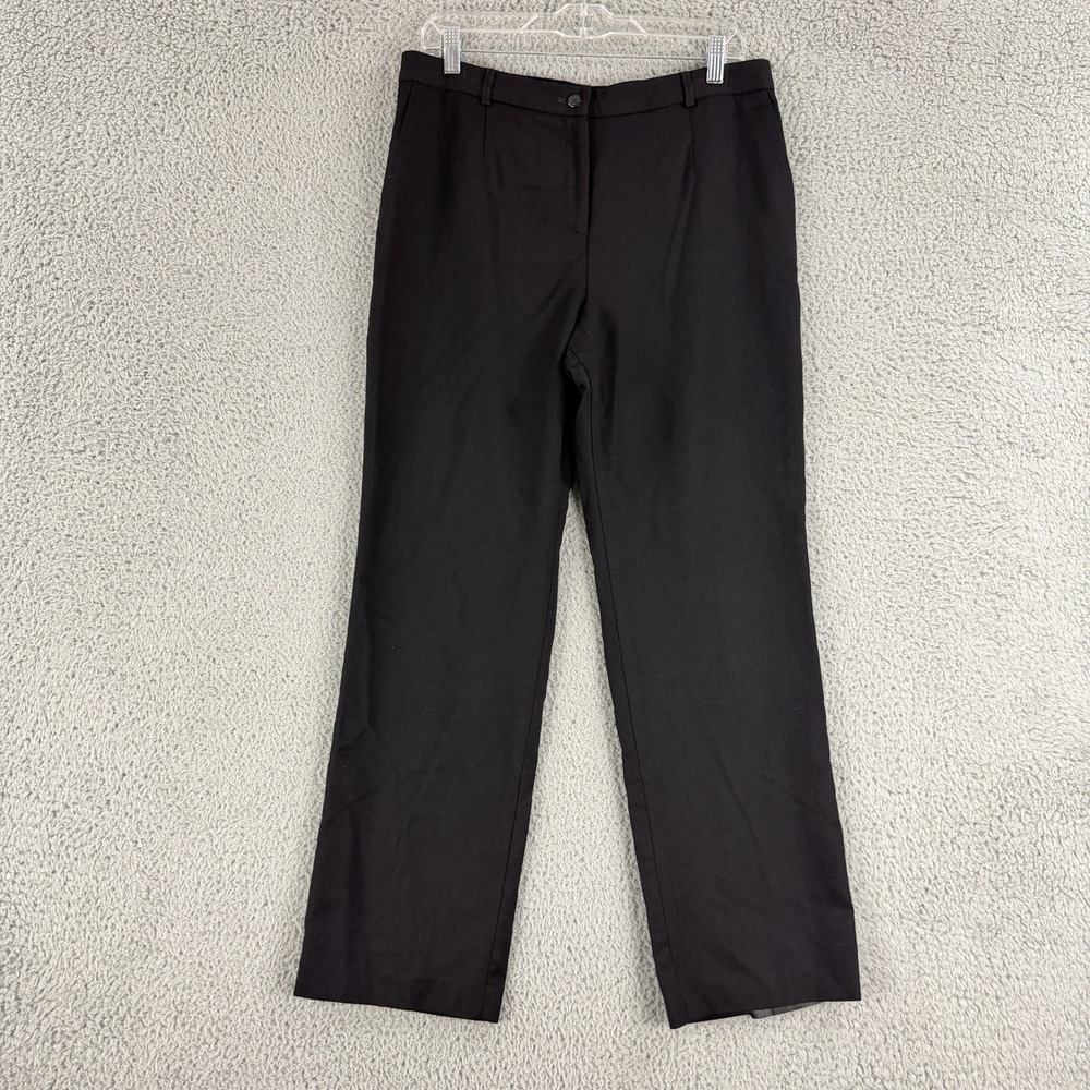 Pendleton Pants Womens 12P Black 100% Virgin Wool Straight Leg Petite Trousers
